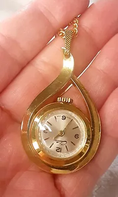 Vintage Chateau Gold Tone Pendant Watch Wind Up Mechanical Women Swiss • $26