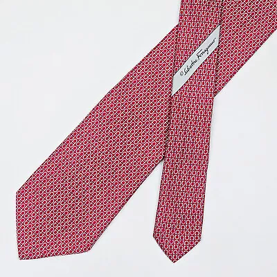 Salvatore Ferragamo Tie Necktie Gancini Logo On Red • $29.51