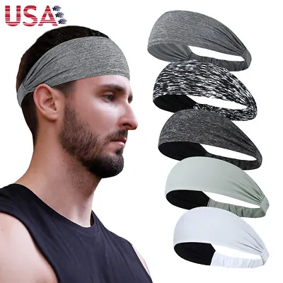 Men Women Sports Headband Stretch Yoga Gym Sweatband Turband Head Wrap Hairband • $7.98