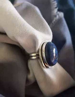 Oval Blue Lapis Sterling Silver Ring Sz. 6  • $23