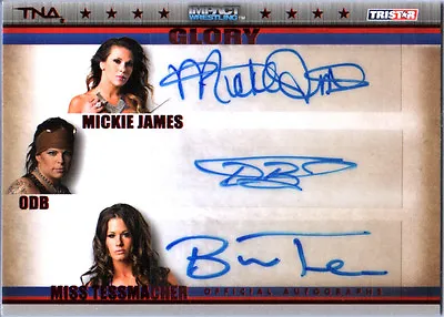 TNA Mickie James ODB Tessmacher 2013 GLORY RED Triple Autograph Card SN 39 Of 50 • $49.99