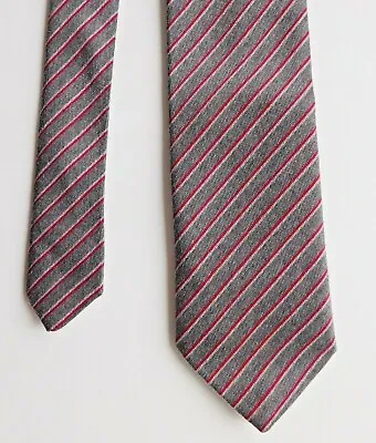 £8 • Buy Chevron Skinny Vintage Tie Wool Blend Grey Red Stripes Slim Excellent Condition