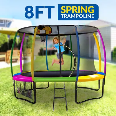 8ft Trampoline Free Ladder Spring Net Safety Pad Cover Round Basketball Set • $479