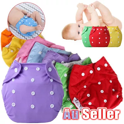 Reusable Bulk Modern Nappy Nappies Cloth Adjustable Diapers Baby • $9.25