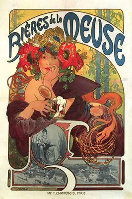 VINTAGE 1900's FRENCH POSTER Advertisement Bieres De La Meuse 20x30 • $9.99