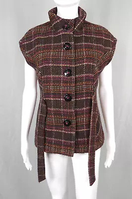 Cabi Cinch It Up Vest Jacket Women's M Plaid Style 691 Wool Blend Lined • $20