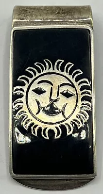 Vintage Sterling Silver Mexican Made Money Clip With Smiling Sun Design. • $0.99