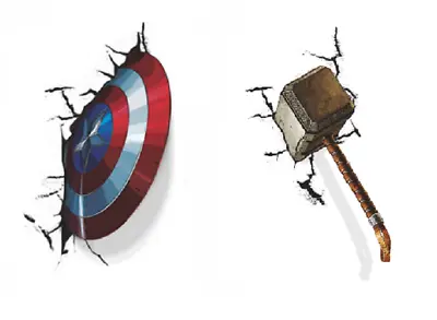 £4.97 • Buy 3D Cracked Wall Stickers Avengers Captain America Shield Or Thor Hammer Vinyl UK