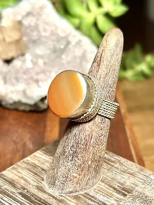 Vintage Silver Agate Ring Handmade Retro Jewelry Boho Hippie Bohemian • $30