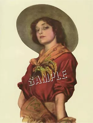 Vintage Era Western COWGIRL Daughter Of The West CANVAS Art Print LARGE 13 X 19 • $49.80