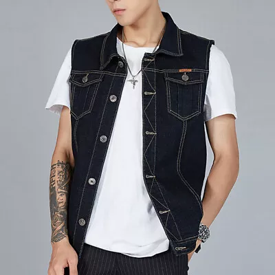 Men Vest Waistcoat Denim Vest Men's Jacket Jeans Jacket Men Vest Summer Jacket • $50.59