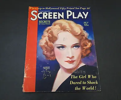 July 1931 Screen Play Magazine Marlene Dietrich Cover (Damaged) • $19.99