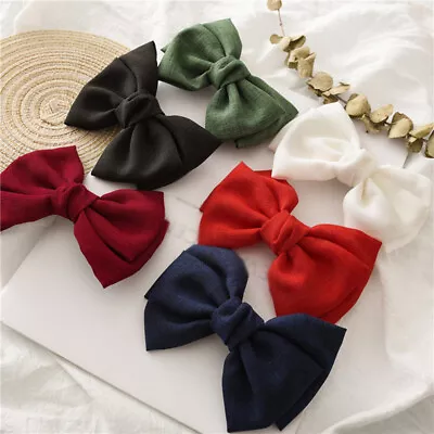 Retro Big Large Bow Hair Clip Ponytail Clip Women Velvet Hair Accessories CA • $2.01