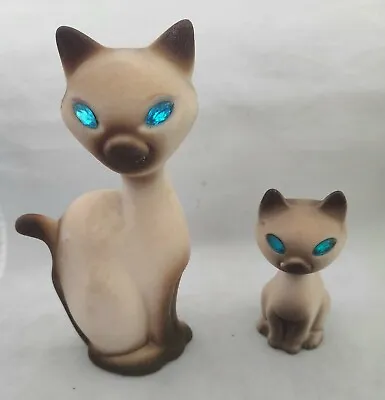 Set 2 Vintage Roselane Pottery Sparklers Siamese Cat Turquoise Blue Eyes MCM USA • $25