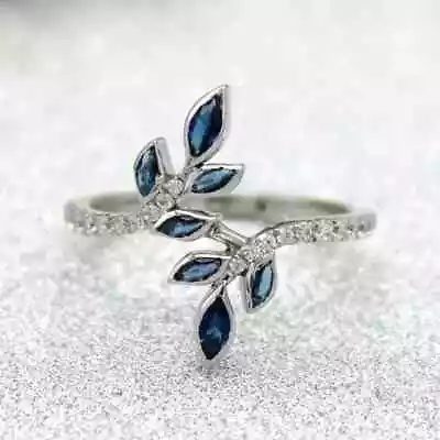 Sapphire Wedding Ring 2Ct Marquise Cut Lab Created 14K White Gold Plated Silver • $94.49