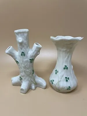 £14.99 • Buy Vintage Pair Of Belleek Porcelain Unique Design Vases See Pictures V. Good Cond.