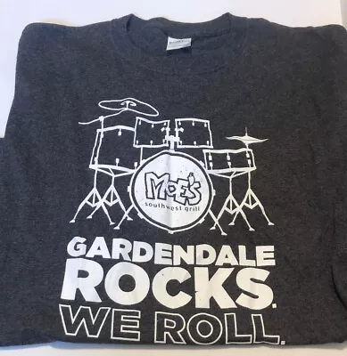 Moe’s Southwest Grill T Shirt L Gray Gardendale Rocks We Roll DW1 • $10.44