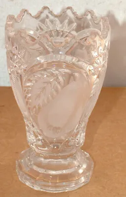 £9.99 • Buy Cut Glass Lead Crystal  & Etched Pear Design Posy Bud Vase