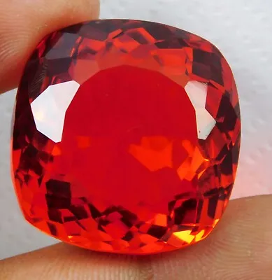 Certified Natural 92.05 Ct Mexican Fire Opal Red Orange Cushion Cut Gemstone • $27.89