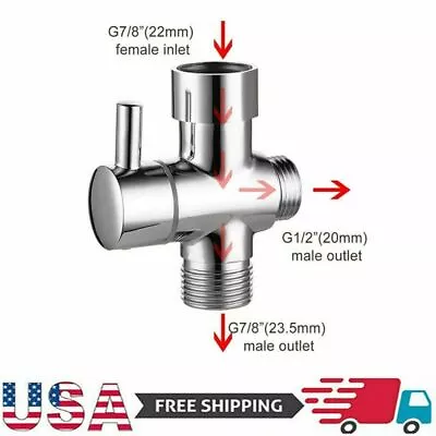 3 Way Brass Chrome 7/8  T-adapter Valve For Toilet Bidet Shower Head Diverter US • $11.69