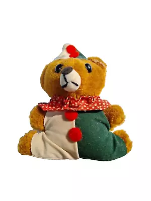 VTG Brown Teddy Bear Plush In Clown Outfit And Hat 5 In RARE Dv3 • $12.99