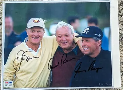 Arnold Palmer Jack Nicklaus And Gary Player Signed 8x10 Photo PSA/DNA COA  • $875