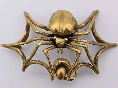 Carl Tasha Signed Spider Web Artist Solid Brass Studio Art Vintage Belt Buckle • $445