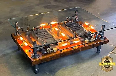 Steampunk Industrial Machine Age Lamp Boiler Door Coffee Table Barn Wood Table • $5999.99