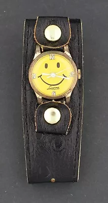 Vintage Wind-up Lucerne Yellow Smiley Face Cartoon Comic Character Watch • $39.99