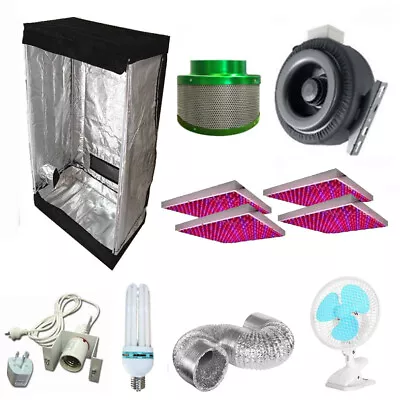 4xLEDs 1M Tent Dual Color CFL 130w  Set Up Grow Light Carbon Filter Ducting Kit • $362.61