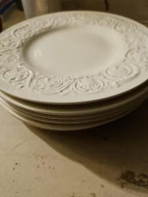 SET OF 7 Patrician 6.5  Salad Dessert Plates Wedgwood Embossed Flower Scrolls  • $59