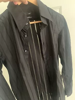 Zara Mens Black Smart Shirt Slim Fit Size Medium Summer See Through Rare • £17.99