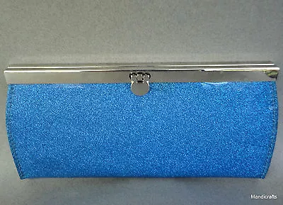 Evening Clutch Handbag Sparkle Blue Patent Vinyl By Mirror Mirror Prom Wedding • £19.28