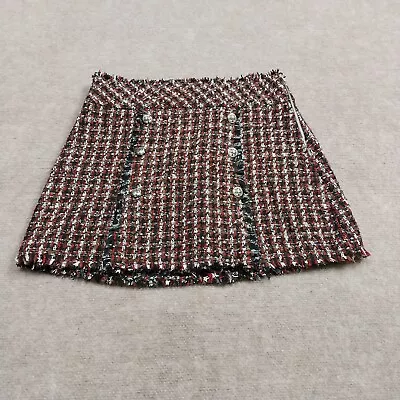 $13.88 • Buy Zara Women Womens Size Small Red Black Tweed A-Line Mini Skirt