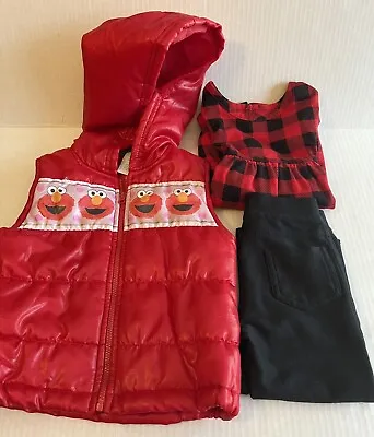Lot Of 3 | Baby Girls Clothing Size18 Month - 2T Elmo Vest Sz 2T Outfit Sz 18M • $9