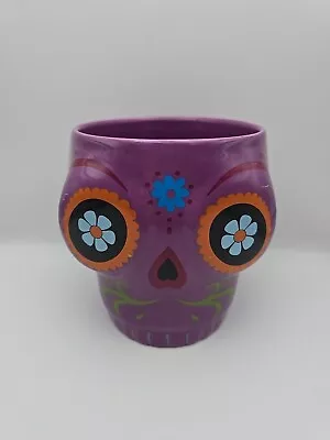 Day Of The Dead Sugar Skull Ceramic Planter Purple • $14.99