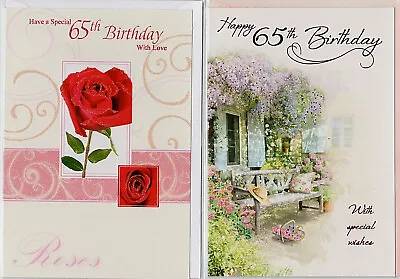  Various Age 65 Female Birthday Cards (65th)  ** MULTI-BUY DISCOUNT AVAILABLE ** • £1.50