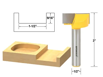 1-1/2  Diameter Bottom Cleaning Router Bit - 1/2  Shank - Yonico 14976 • $22.95