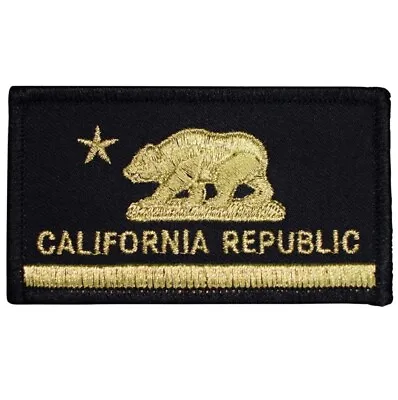 Gold & Black California Patch - Metallic CA Republic Flag Badge 3.25  (Iron On) • $3.74