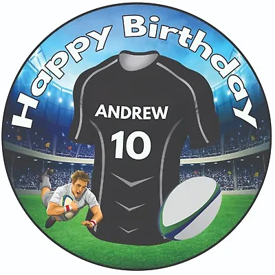 £5.99 • Buy Personalised Birthday Cake Topper 8  Icing Rugby Shirt Glasgow Warriors Colours