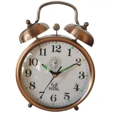 $46.95 • Buy NEW Pearl Time Clifford Mechanical Wind Up Bell Alarm Clock, Copper, 15cm