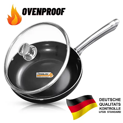 £24.99 • Buy Frying Pan With Lid Non Stick Diamond Infused Coating For Gas,Electric Induction