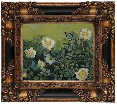 Van Gogh Wild Roses 1890 Wood Framed Canvas Print Repro 8x10 • $98.44