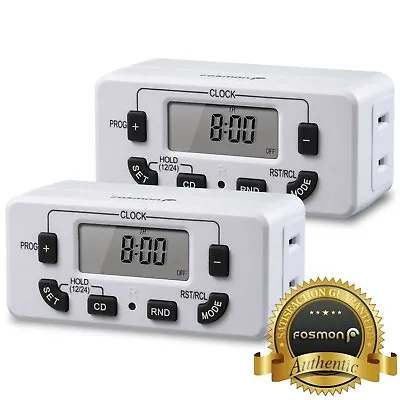 2x Indoor 7 Day 24hr Programmable Digital Wall Outlet Light Timer Plug In Switch • $16.99