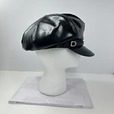 Vintage Leather Hat Made In USA Cabbie Beanie Newsboy Paperboy Nine West • $17.99