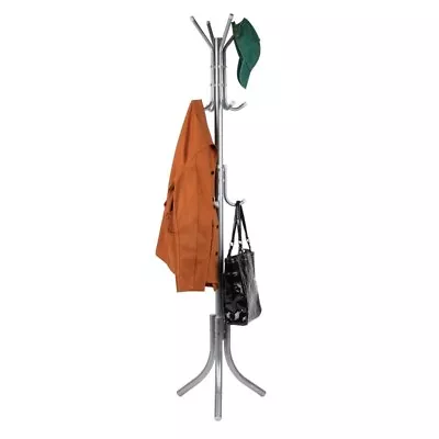 11 Hooks Standing Coat Rack 3-Tier Tree Stand Silver • $21.95