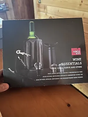 $23 • Buy Vacu Vin Wine Set Essentials Gift Set Black Wine Specialist Bar Essential Cooler