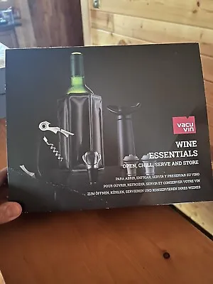 Vacu Vin Wine Set Essentials Gift Set Black Wine Specialist Bar Essential Cooler • $23