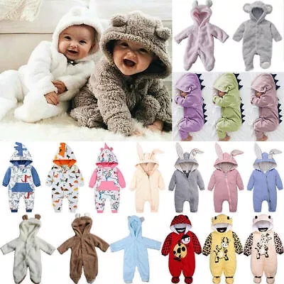 Newborn Baby Cute Ear Hoodies Kids Warm Long Sleeve Romper Outfit Comfy Jumpsuit • $20.39