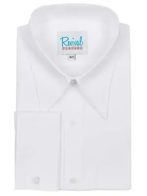 White Spearpoint Collar 1930s 40s Vintage Tommy Shelby Style Cotton Mens Shirt • $96.99